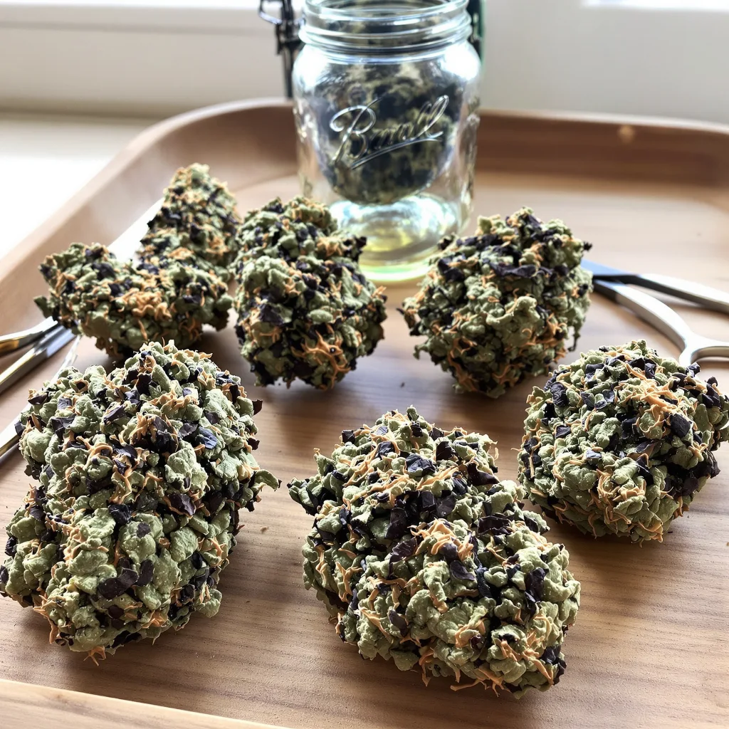 Jelly Roll 72% indica / 28% sativa — flor con tricomas visibles