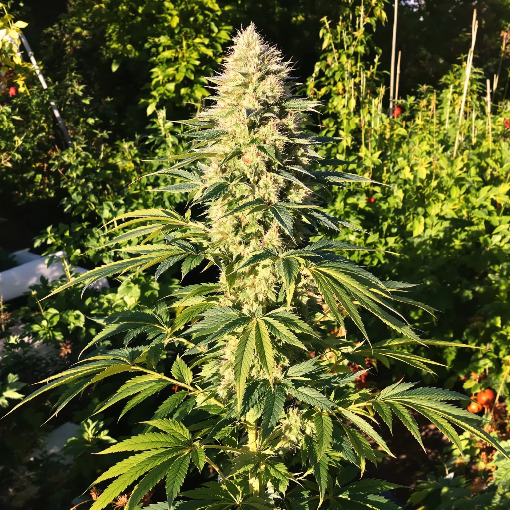 Jesus Juice 54% indica / 46% sativa — flor con tricomas visibles