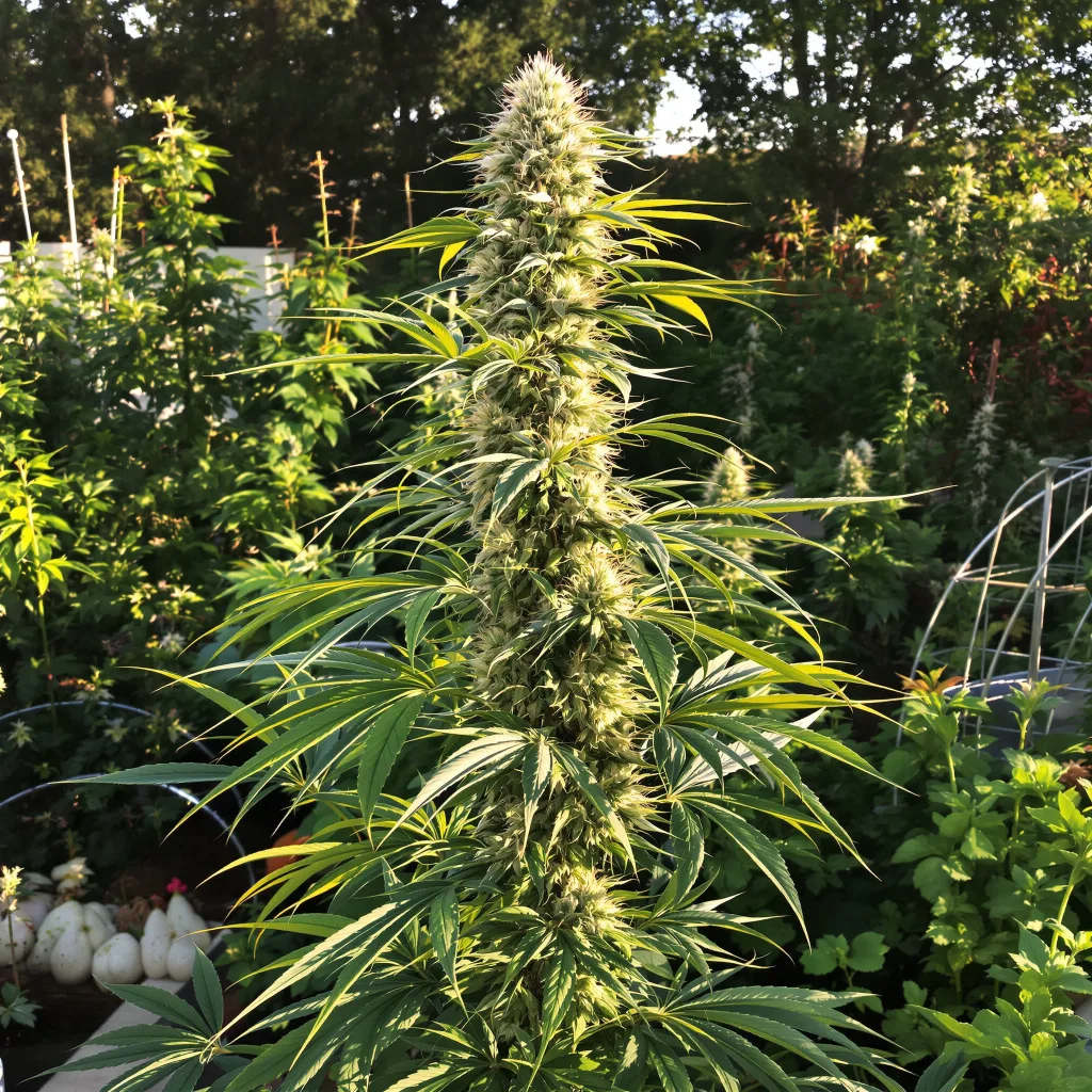 Jesus OG 30% indica / 70% sativa — flor con tricomas visibles
