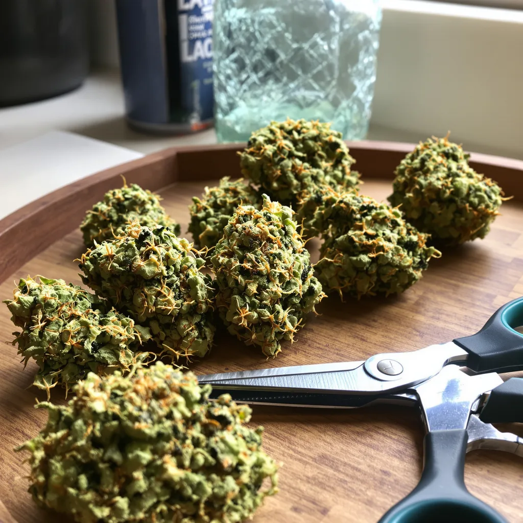 Jungle Juice 7% indica / 93% sativa — flor con tricomas visibles