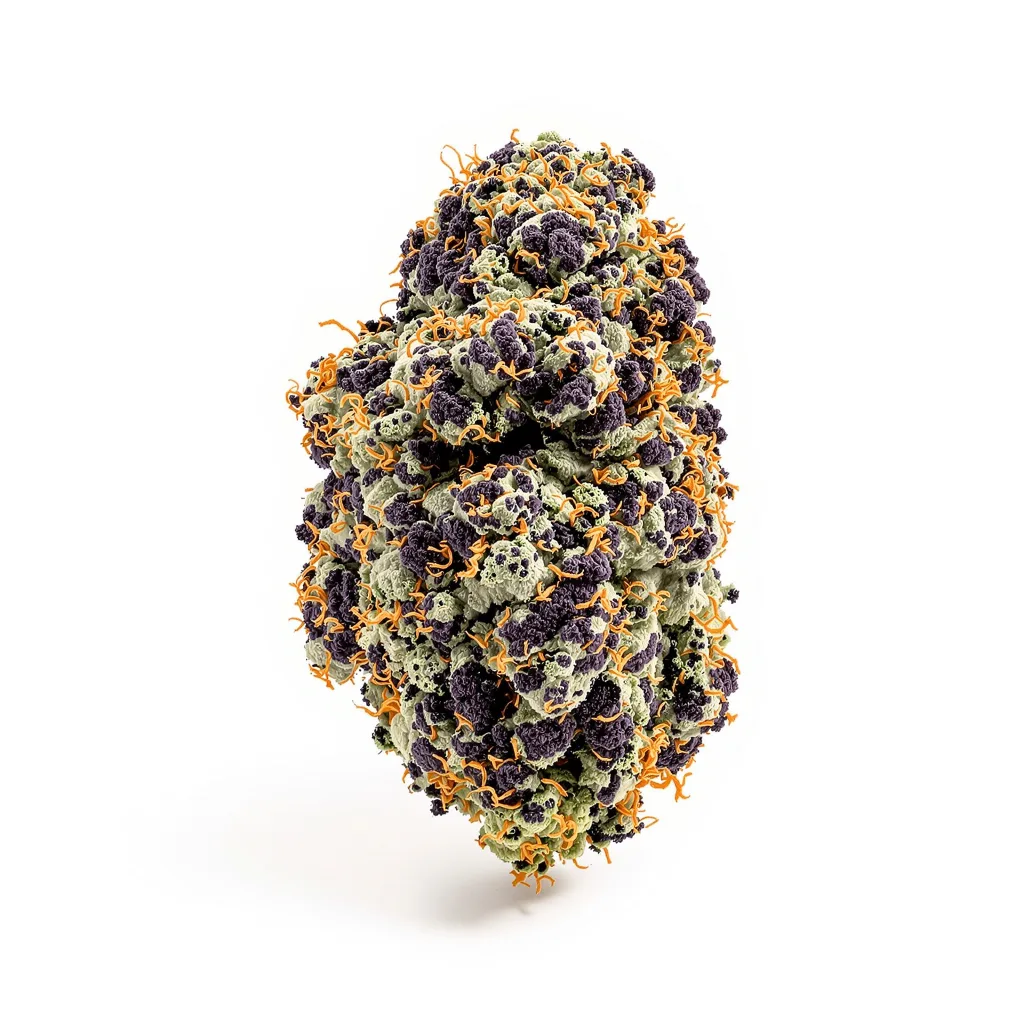 Jupiter OG 75% indica / 25% sativa — flor con tricomas visibles
