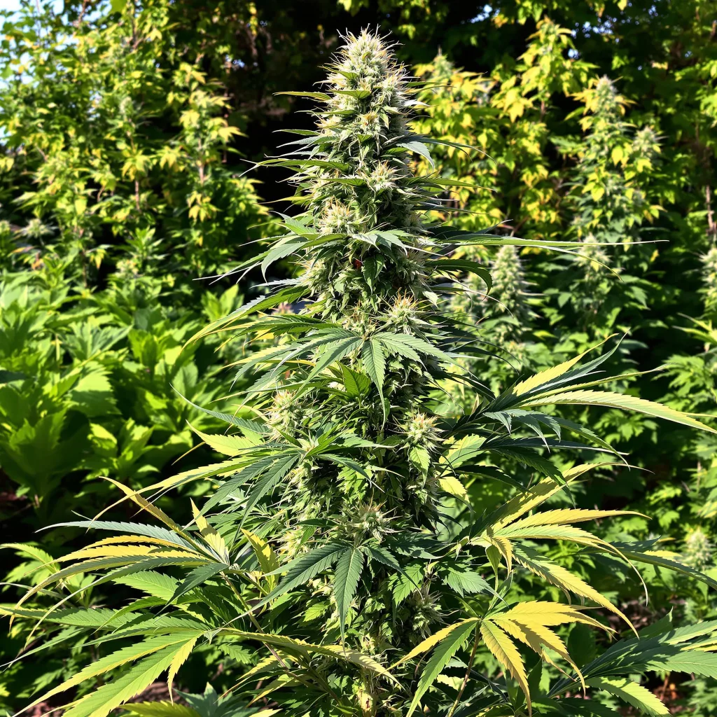 Kahuna 14% indica / 86% sativa — flor con tricomas visibles