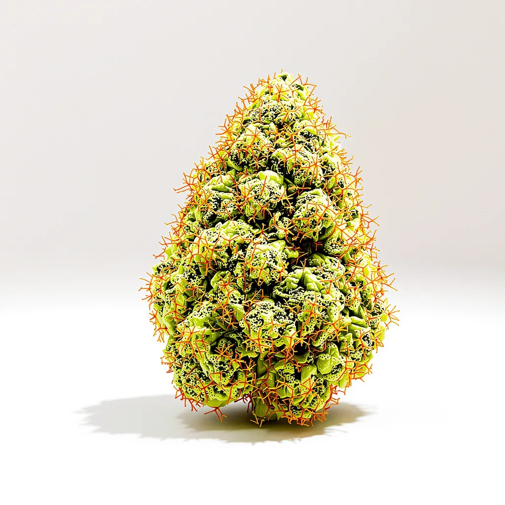 Kali Dog 17% indica / 83% sativa — flor con tricomas visibles