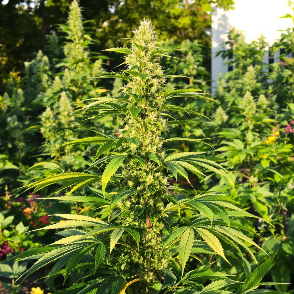 Kali Mist 18% indica / 82% sativa — flor con tricomas visibles