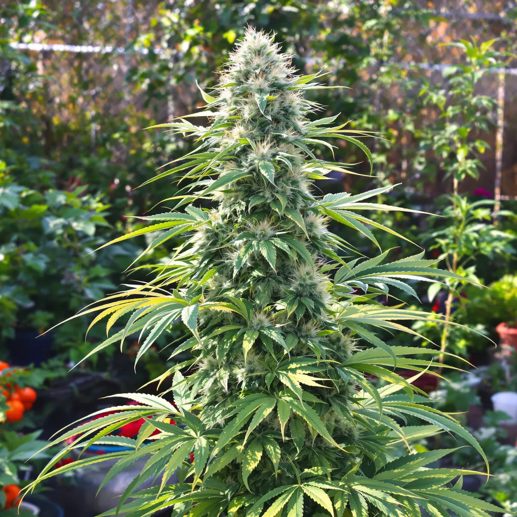 Kandy Kush 50% indica / 50% sativa — flor con tricomas visibles