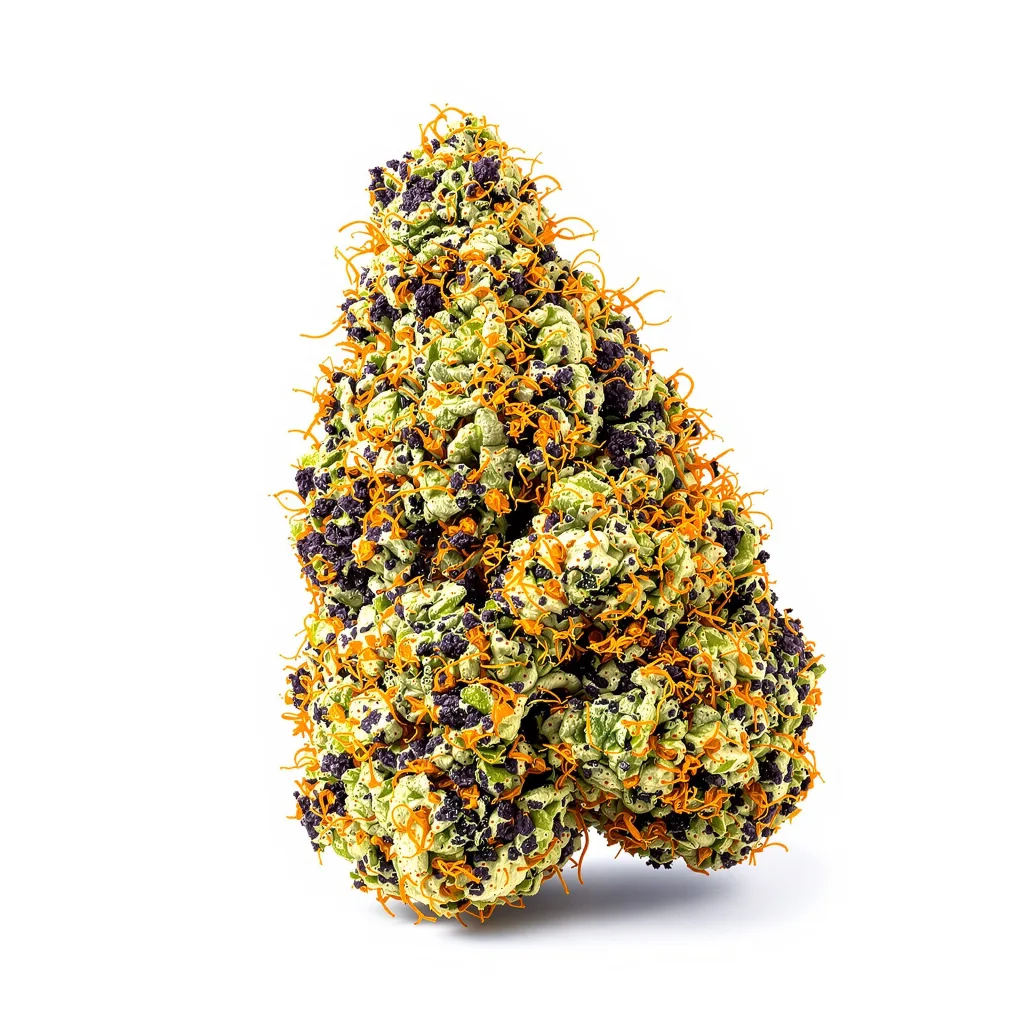 Katsu Kush 84% indica / 16% sativa — flor con tricomas visibles