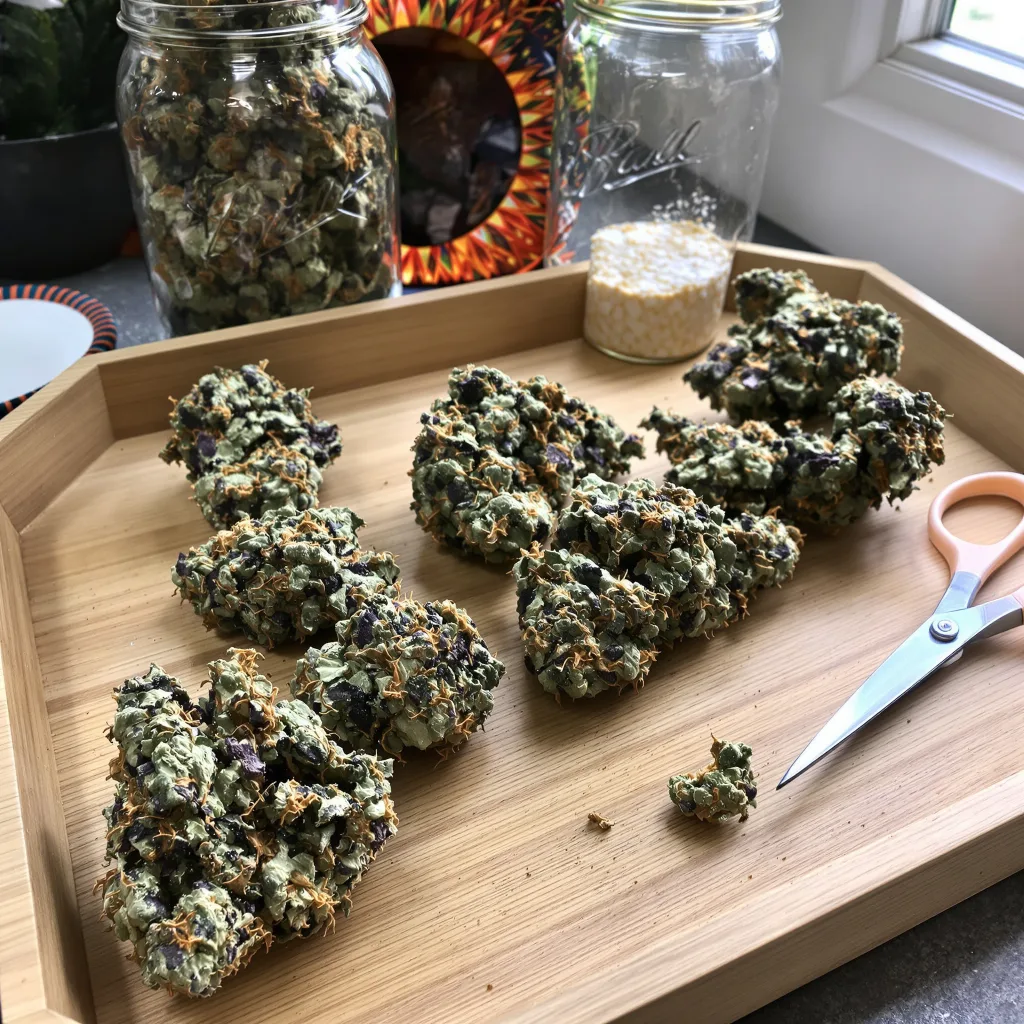 Khufu 74% indica / 26% sativa — flor con tricomas visibles