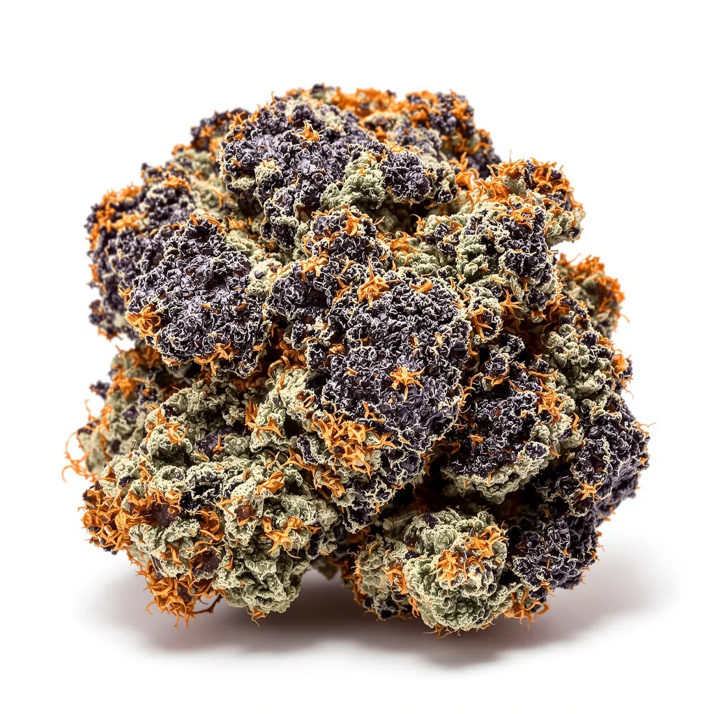 Khufu 74% indica / 26% sativa — flor con tricomas visibles