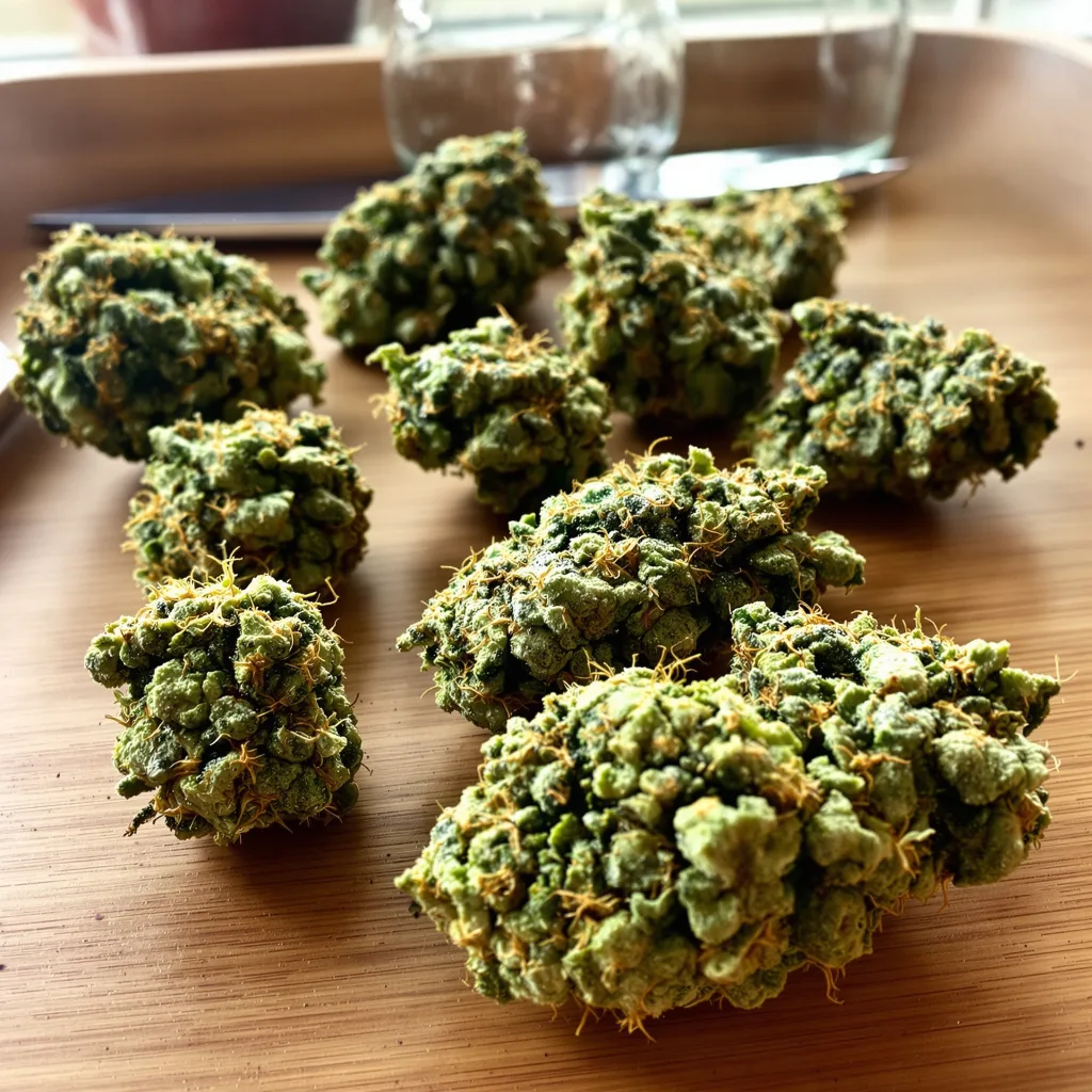 Kilimanjaro 30% indica / 70% sativa — flor con tricomas visibles