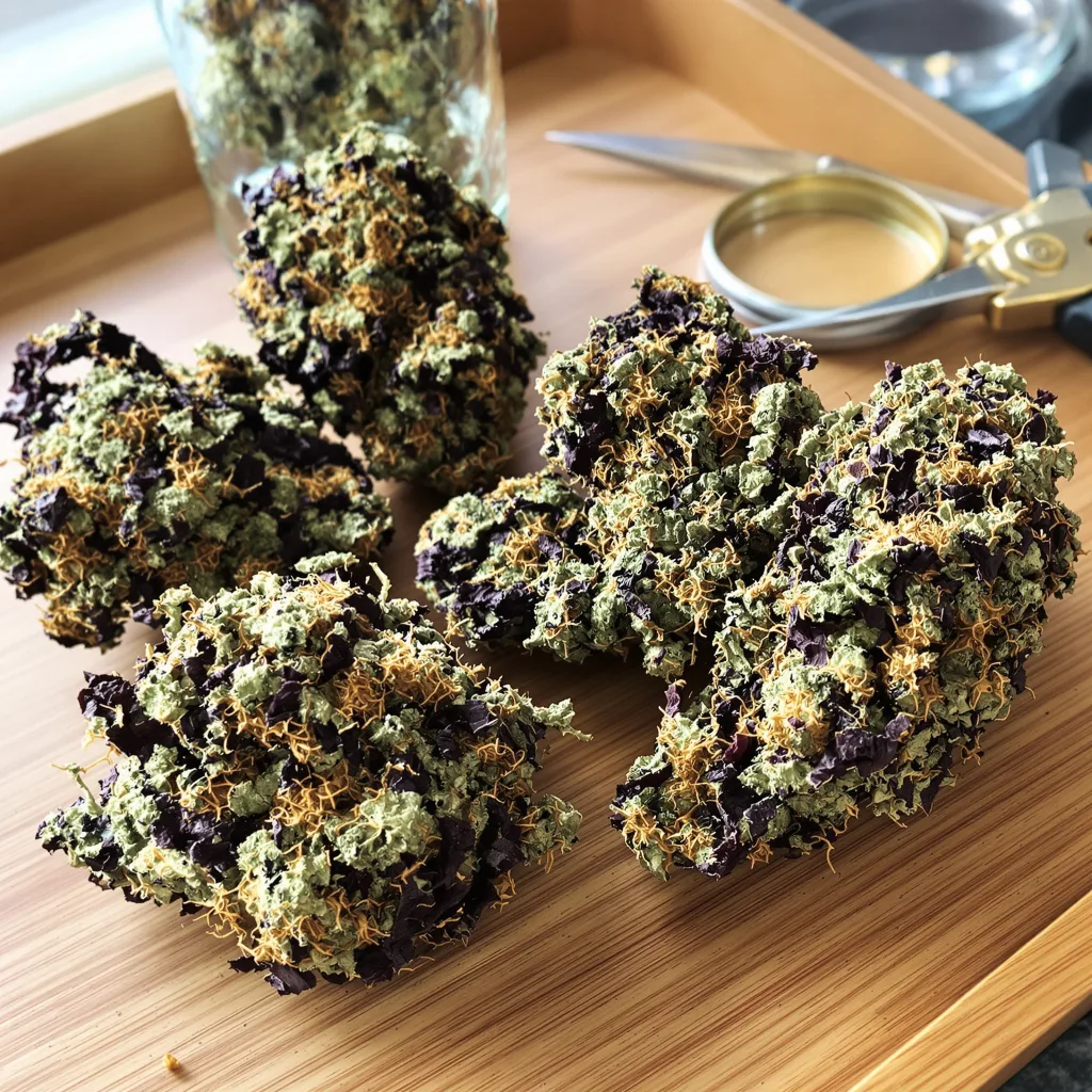 Killer 84% indica / 16% sativa — flor con tricomas visibles