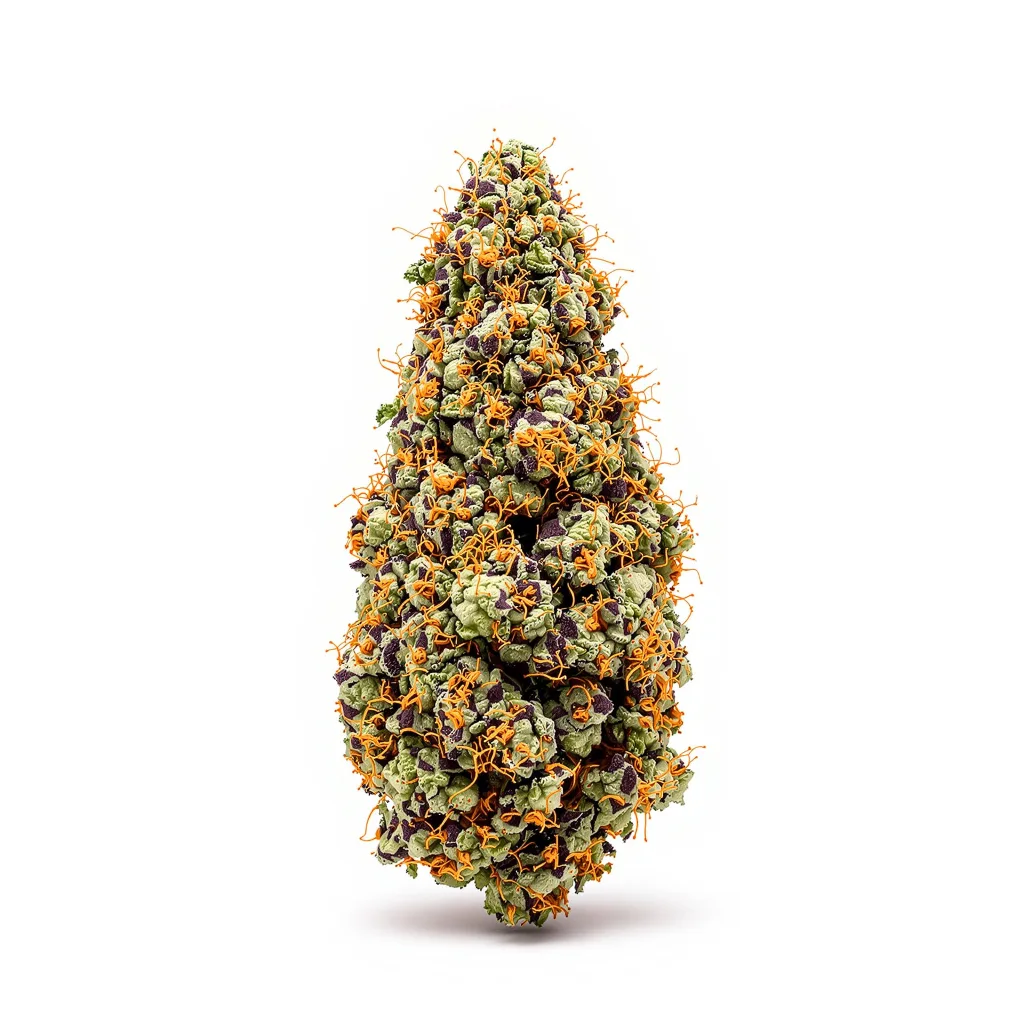 Killer Grape 86% indica / 14% sativa — flor con tricomas visibles