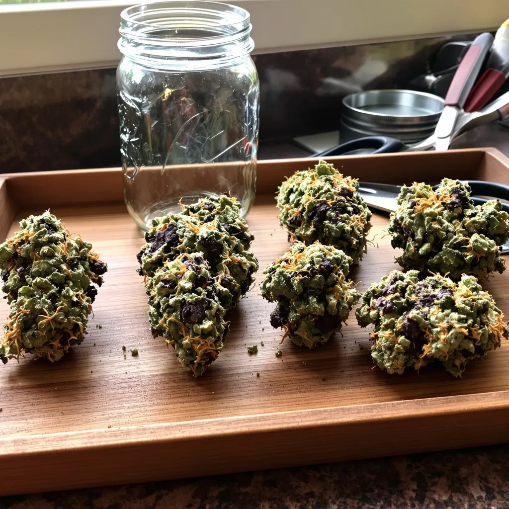 Kimbo Kush 75% indica / 25% sativa — flor con tricomas visibles