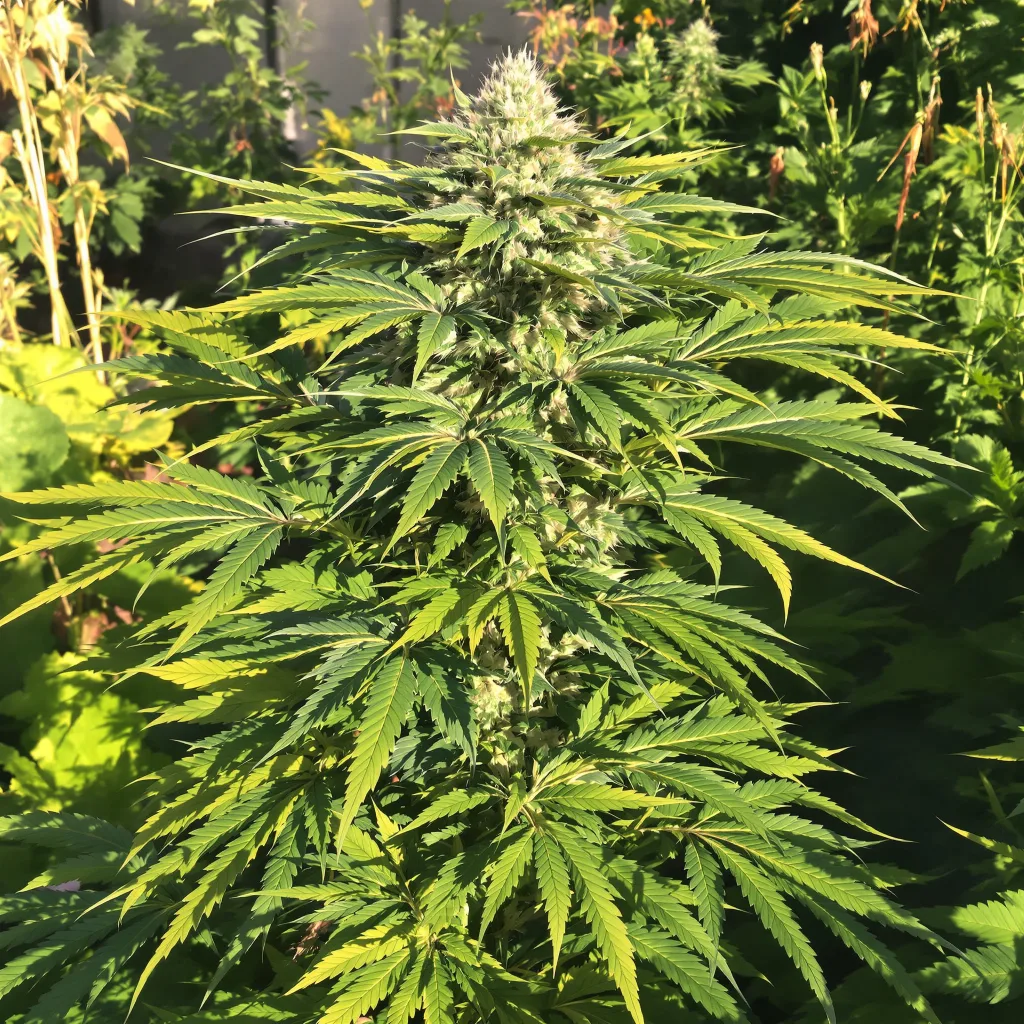 Kimbo Kush 75% indica / 25% sativa — flor con tricomas visibles
