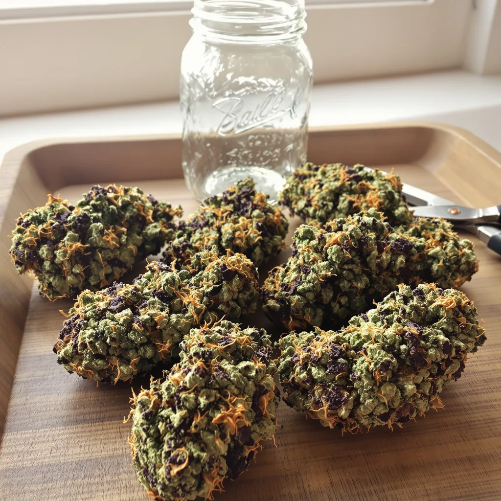 King Louis XIII 70% indica / 30% sativa — flor con tricomas visibles