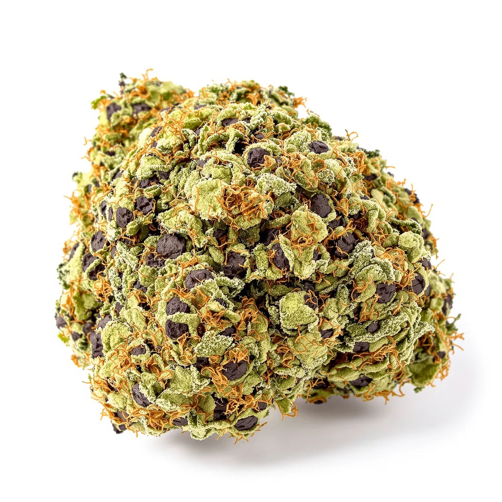 King’s Kush 75% indica / 25% sativa — flor con tricomas visibles