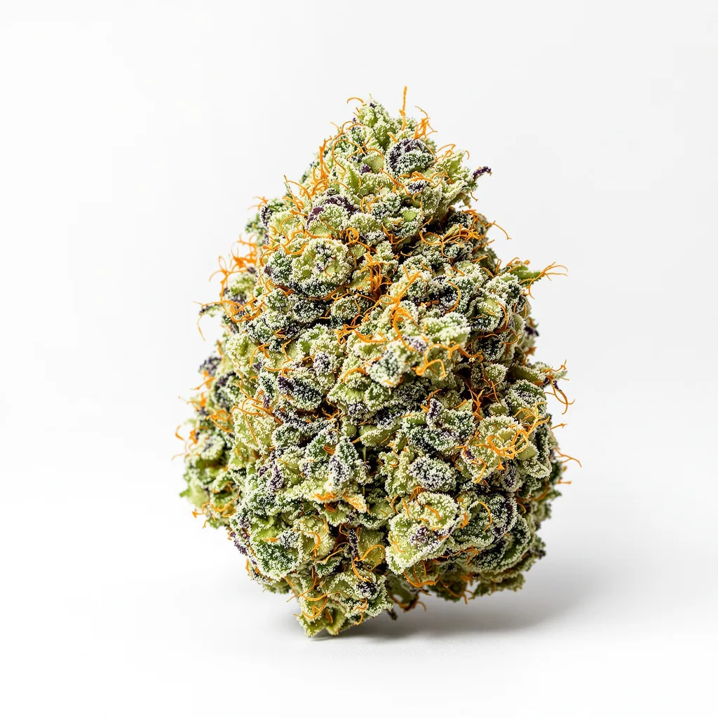 Kiss 44% indica / 56% sativa — flor con tricomas visibles