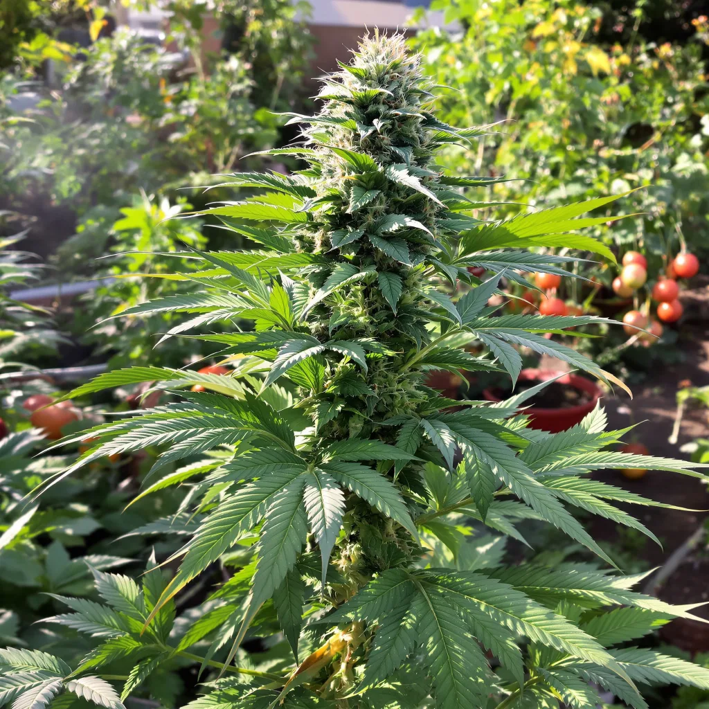 Kiwiskunk 69% indica / 31% sativa — flor con tricomas visibles