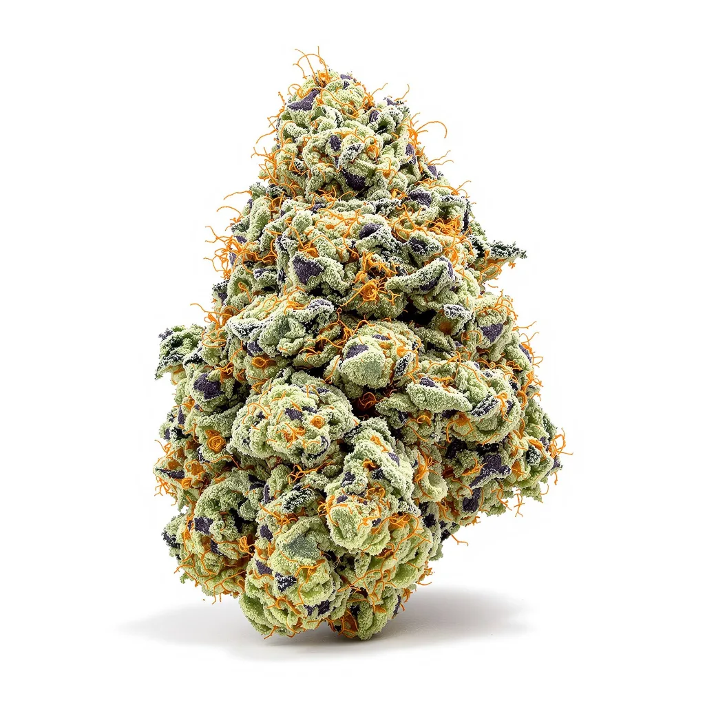 Kobain Kush 61% indica / 39% sativa — flor con tricomas visibles