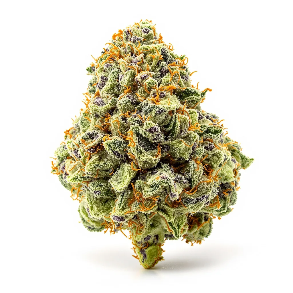 Kraken 44% indica / 56% sativa — flor con tricomas visibles