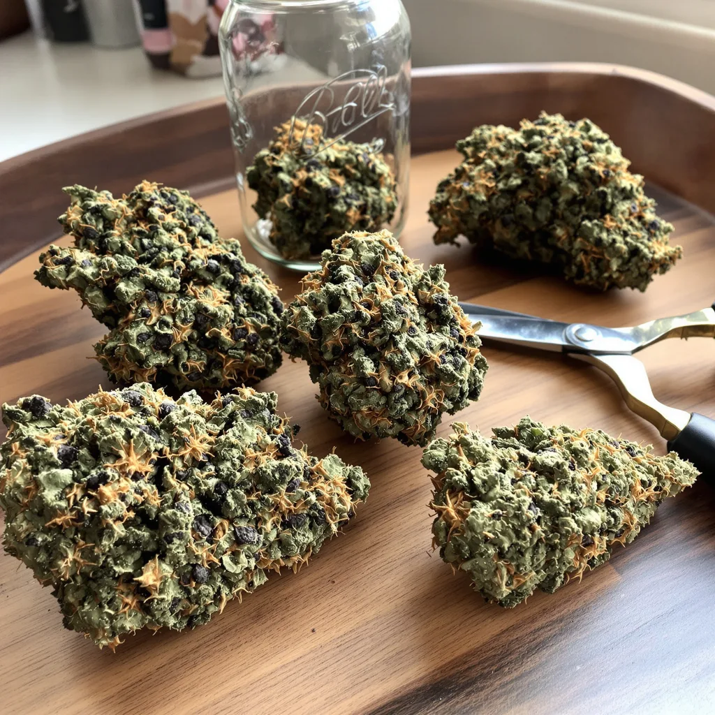 Kryptonite 70% indica / 20% sativa — flor con tricomas visibles