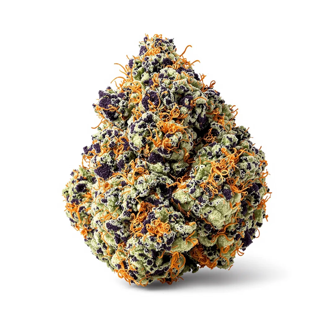 Kushberry 75% indica / 25% sativa — flor con tricomas visibles
