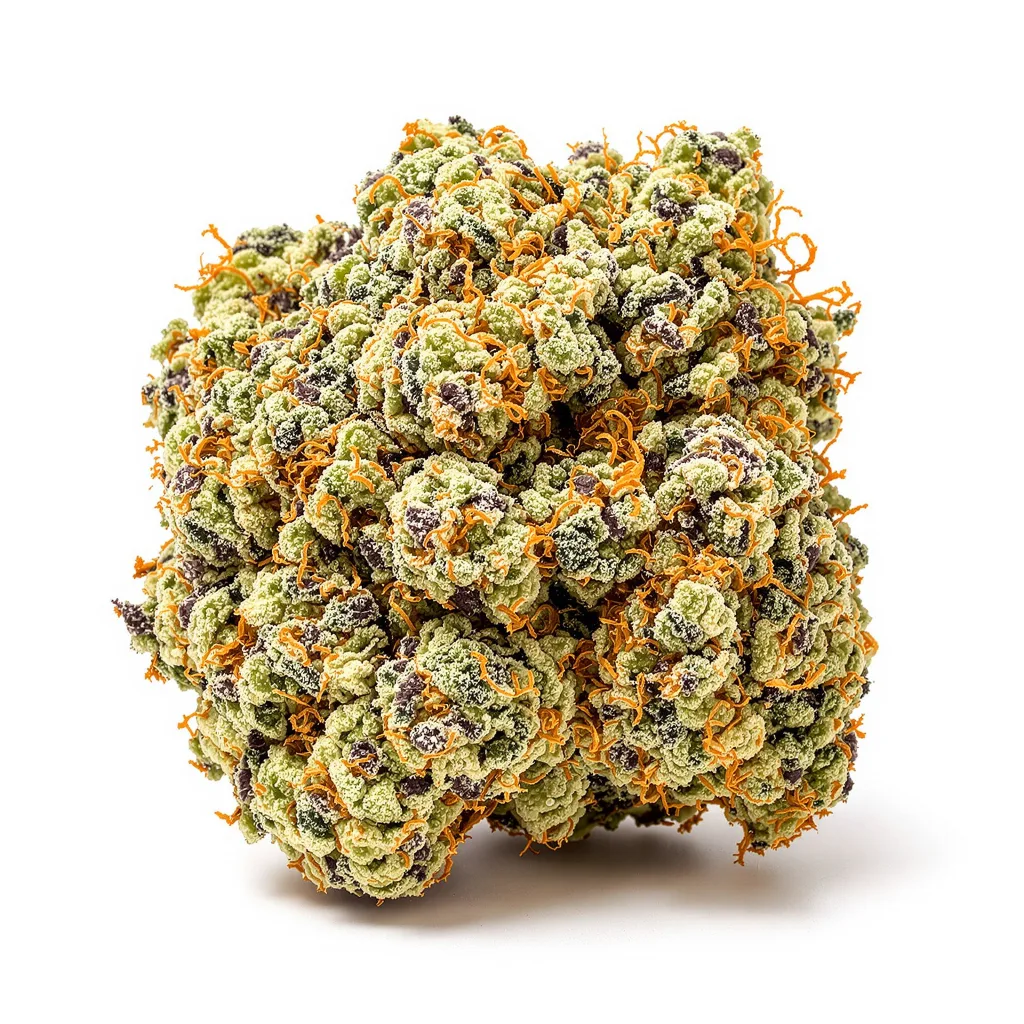 L.A. Sunshine 60% indica / 40% sativa — flor con tricomas visibles