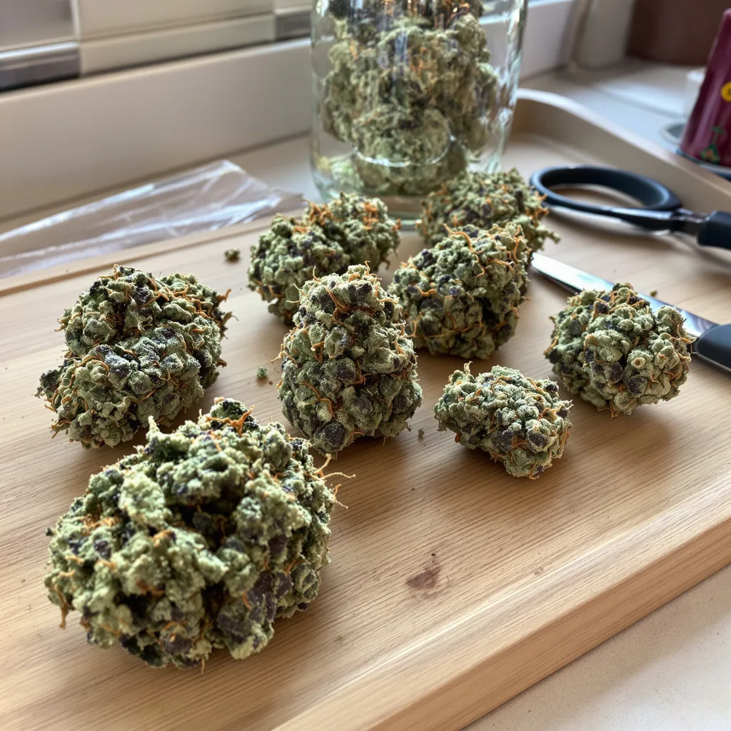 L.A. Sunshine 60% indica / 40% sativa — flor con tricomas visibles