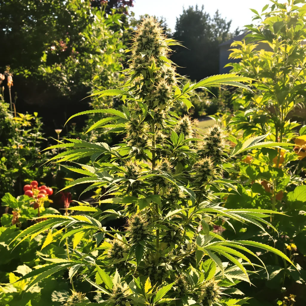 L.A. Sunshine 60% indica / 40% sativa — flor con tricomas visibles