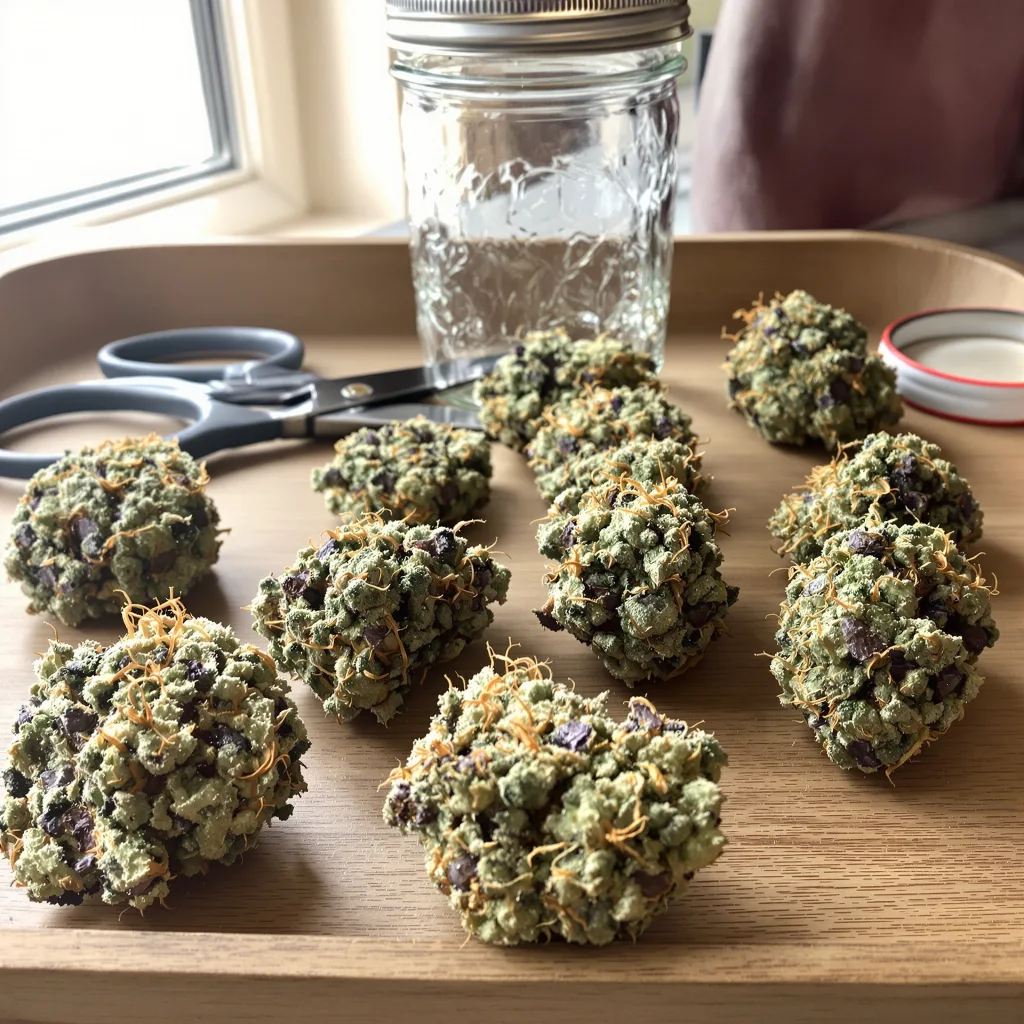 LA Confidential 50% indica / 50% sativa — flor con tricomas visibles