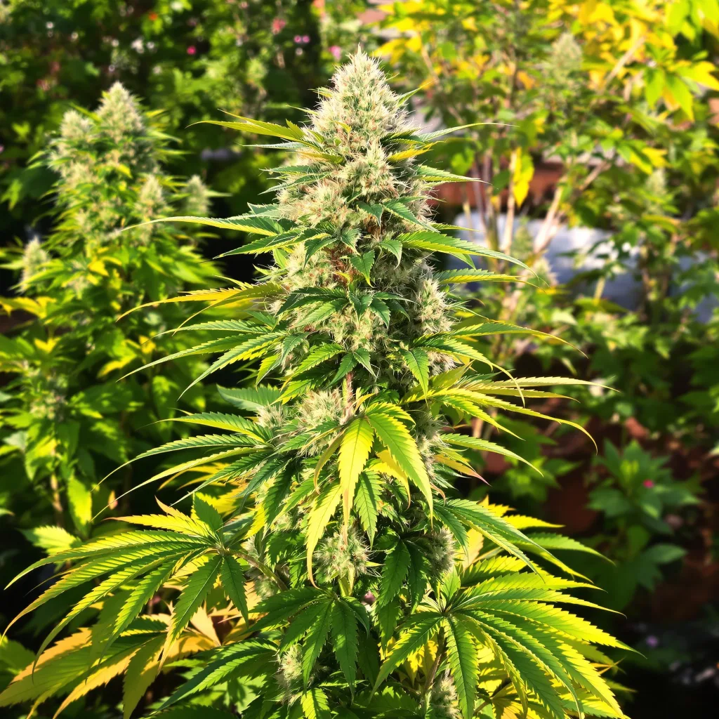 LA Confidential 50% indica / 50% sativa — flor con tricomas visibles