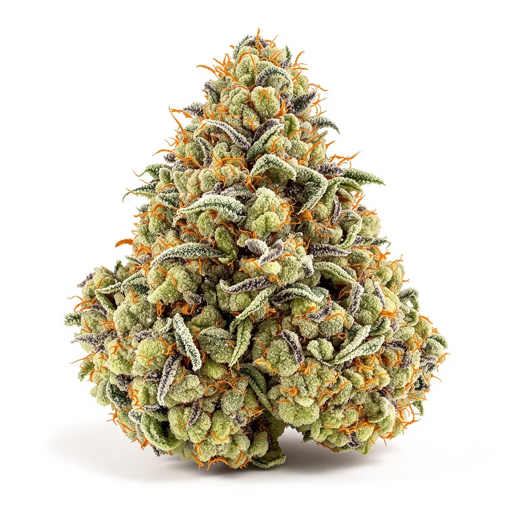 LA Confidential 50% indica / 50% sativa — flor con tricomas visibles