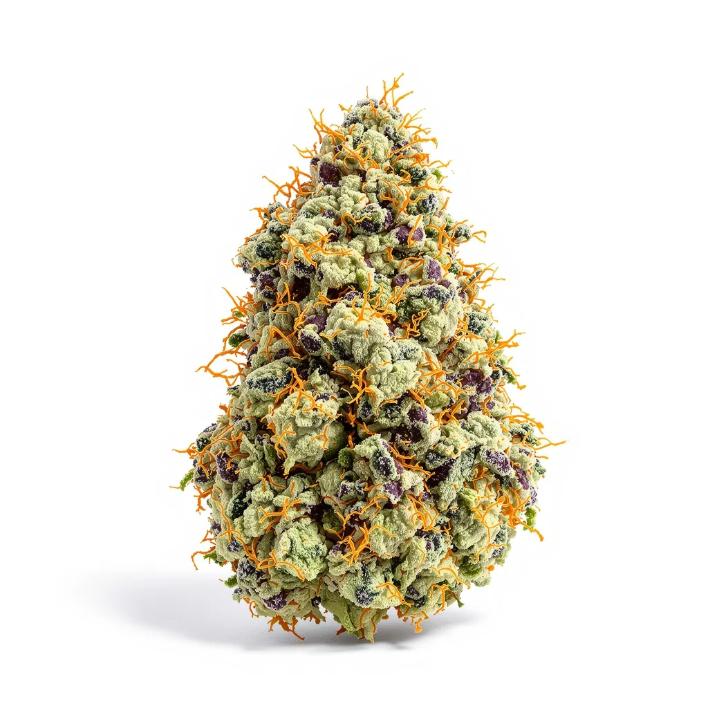 LA Confidential 50% indica / 50% sativa — flor con tricomas visibles