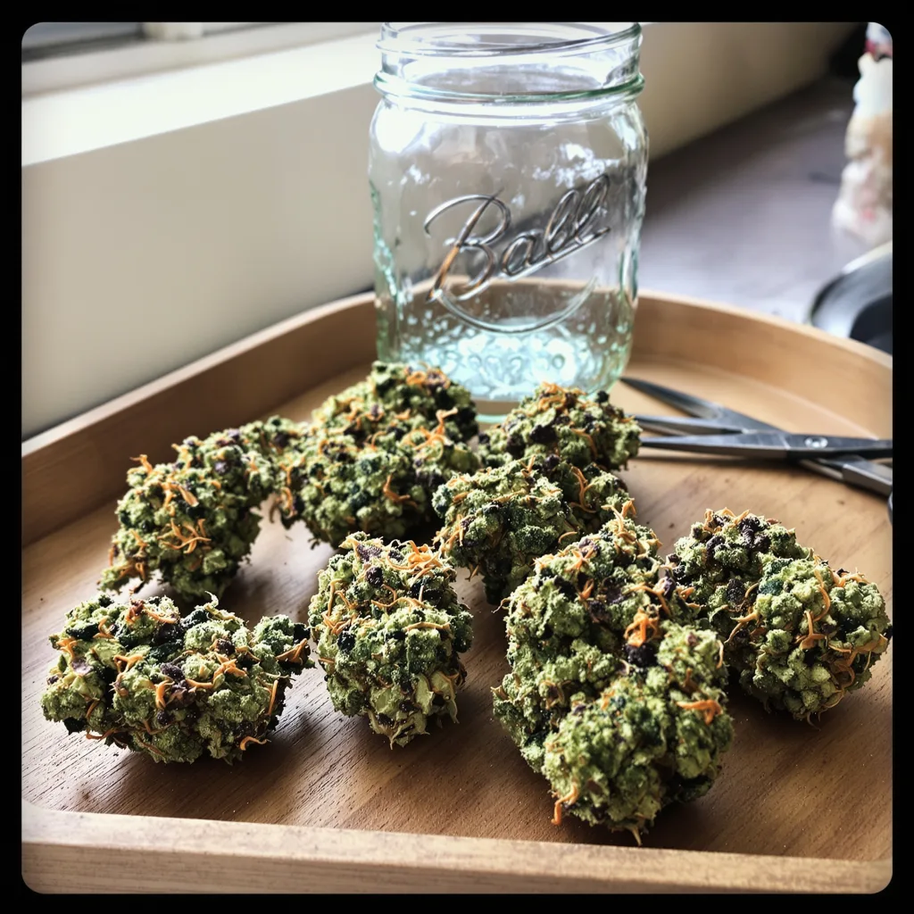 LA Jack 62% indica / 38% sativa — flor con tricomas visibles