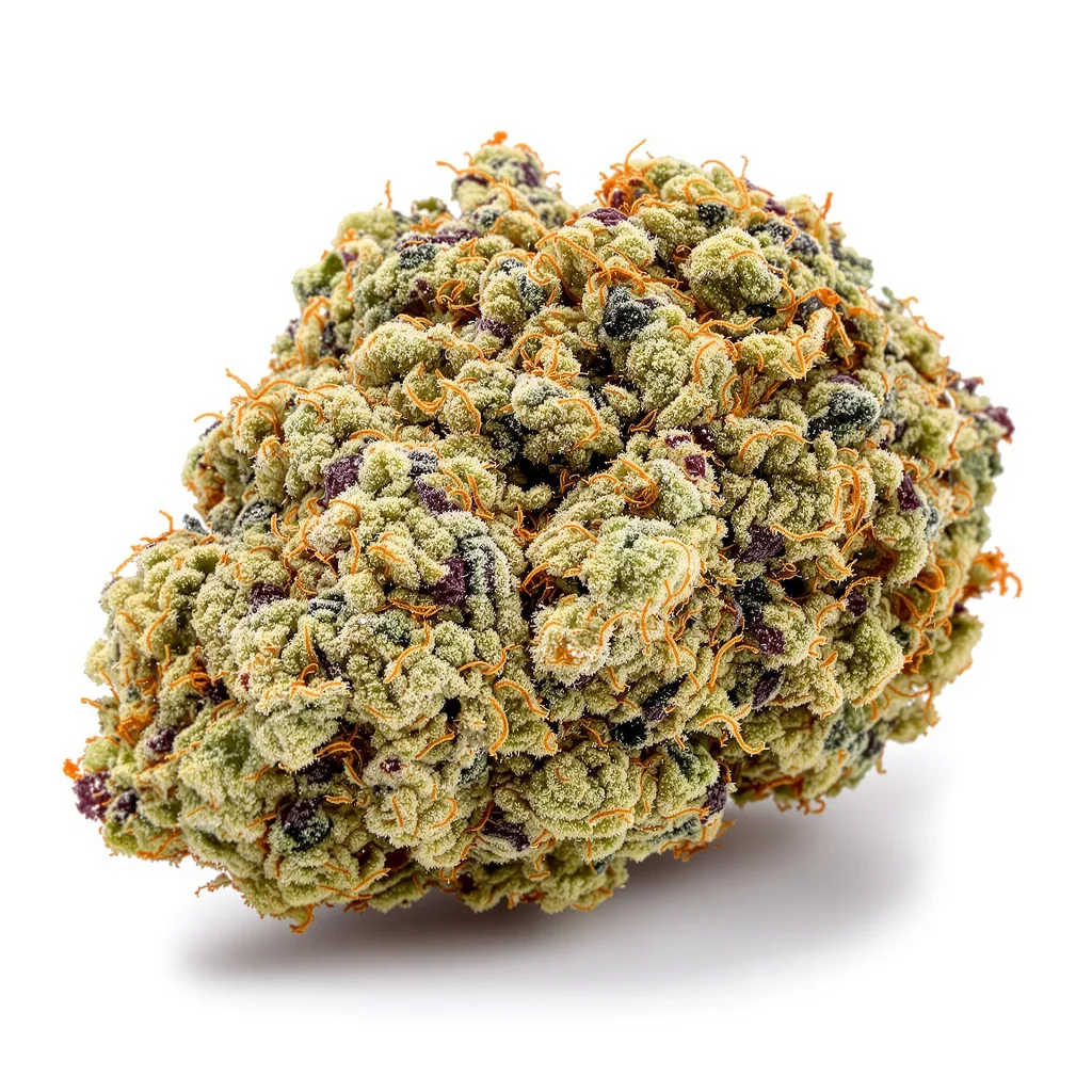 LA Jack 62% indica / 38% sativa — flor con tricomas visibles