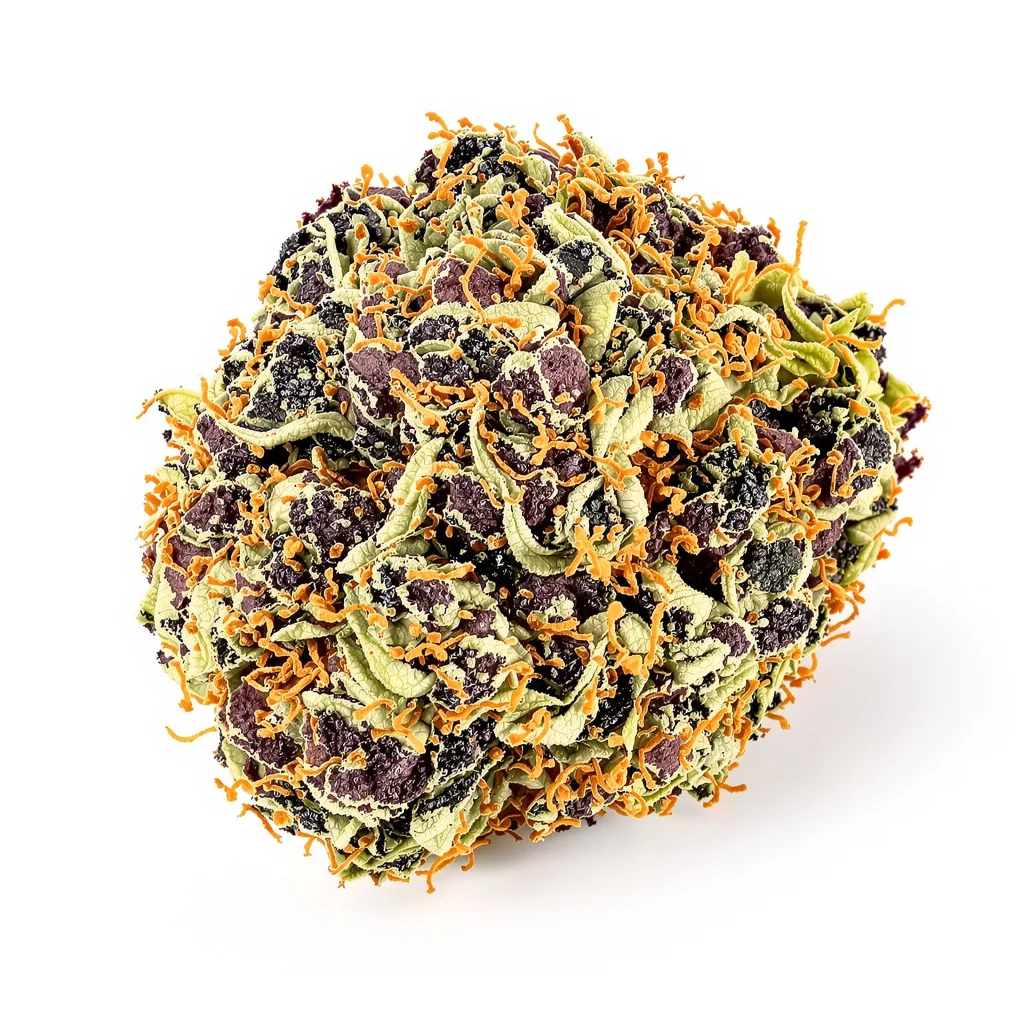 LA Ultra 72% indica / 28% sativa — flor con tricomas visibles