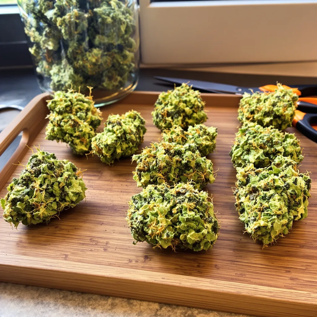 Lamb's Bread 10% indica / 90% sativa — flor con tricomas visibles
