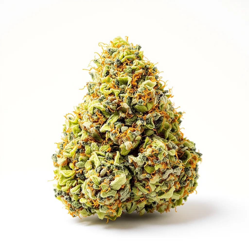 Lamb's Bread 10% indica / 90% sativa — flor con tricomas visibles
