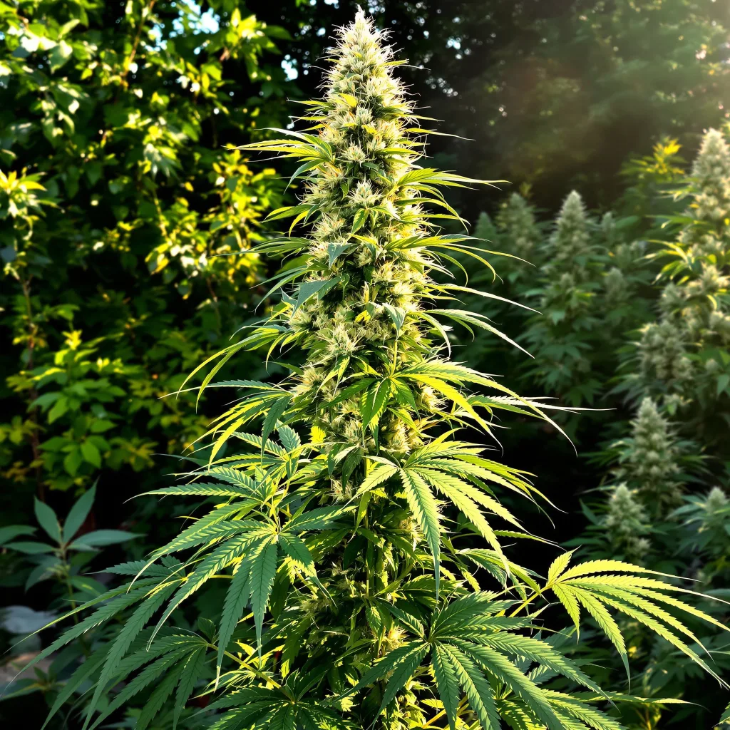 Lambo 7% indica / 93% sativa — flor con tricomas visibles