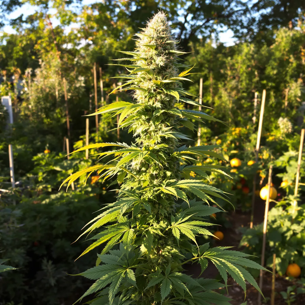 Larry OG 56% indica / 44% sativa — flor con tricomas visibles