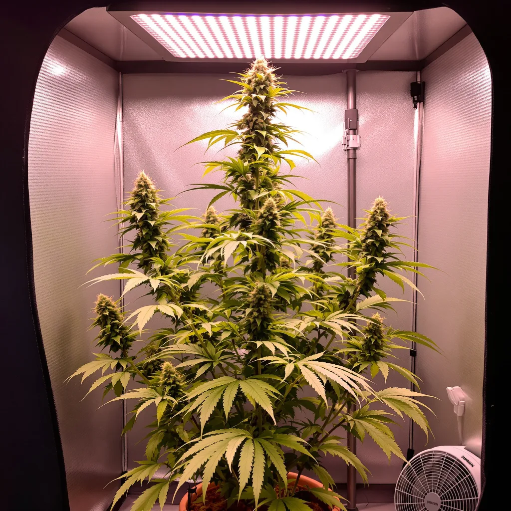 Planta de cannabis Laughing Buddha en fase de floración — 150-200 cm feminizada