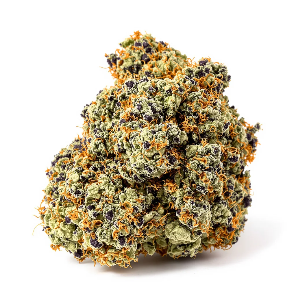Lava Cake 80% indica / 20% sativa — flor con tricomas visibles