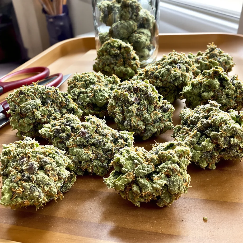 Lavender 53% indica / 47% sativa — flor con tricomas visibles