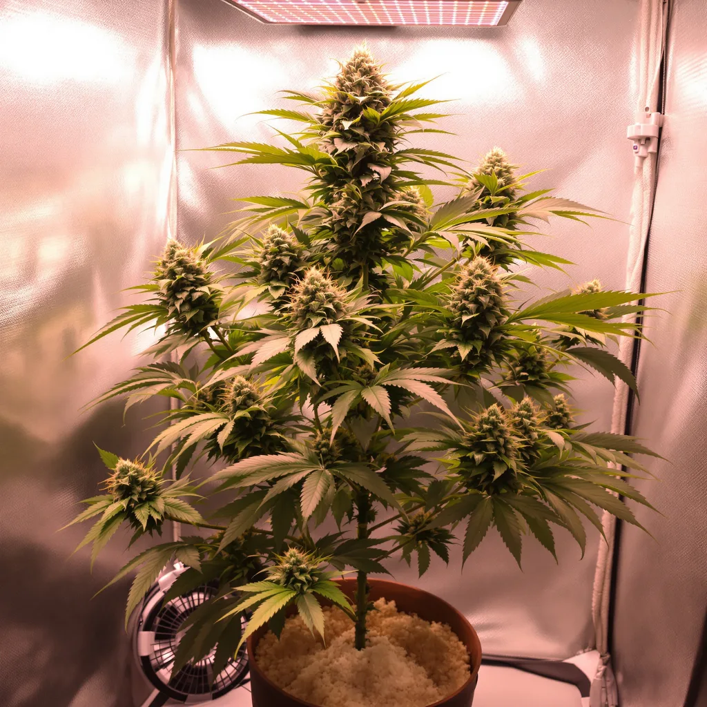 Planta de cannabis Lavender Jones en fase de floración — 60-100 cm autofloración