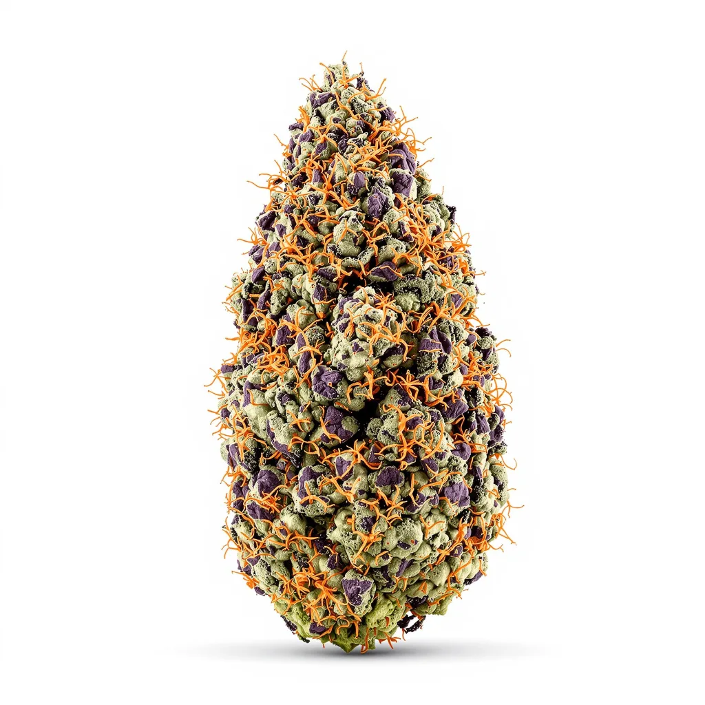Lavender Jones 70% indica / 30% sativa — flor con tricomas visibles