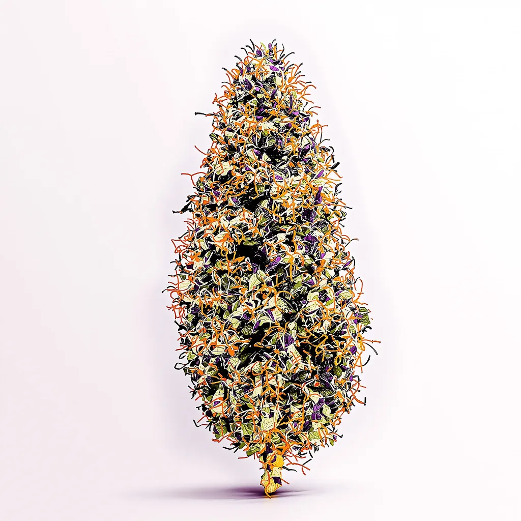 Lavender Jones 70% indica / 30% sativa — flor con tricomas visibles