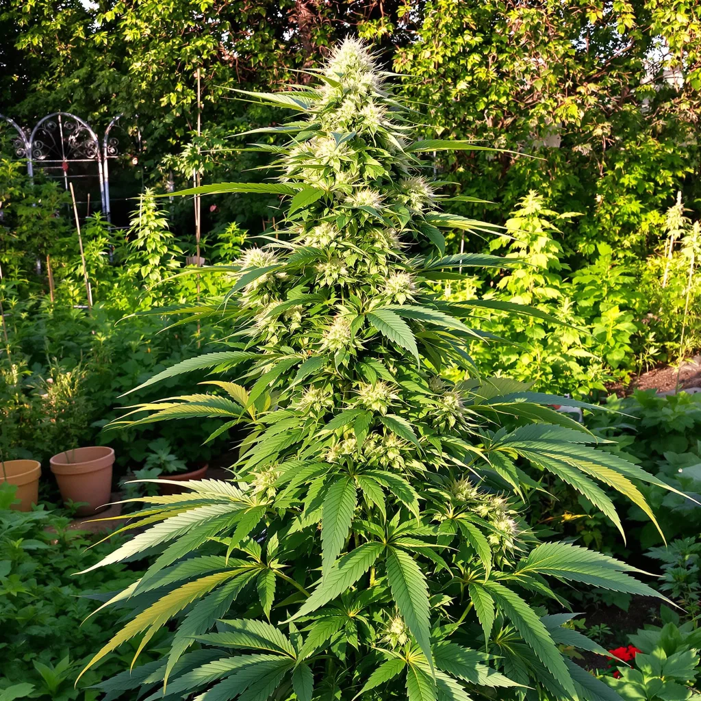 Le Silver Royale 54% indica / 46% sativa — flor con tricomas visibles