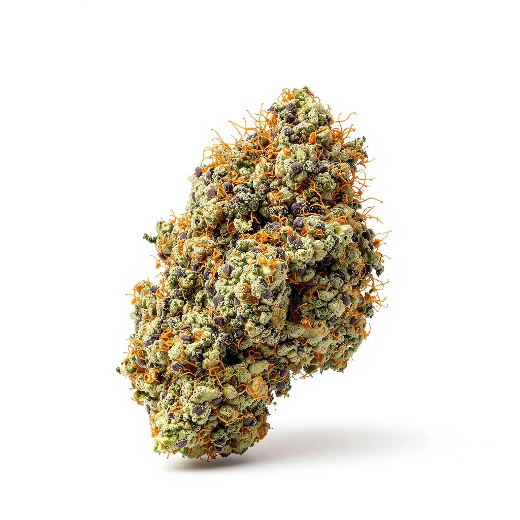 Lee Roy 69% indica / 31% sativa — flor con tricomas visibles