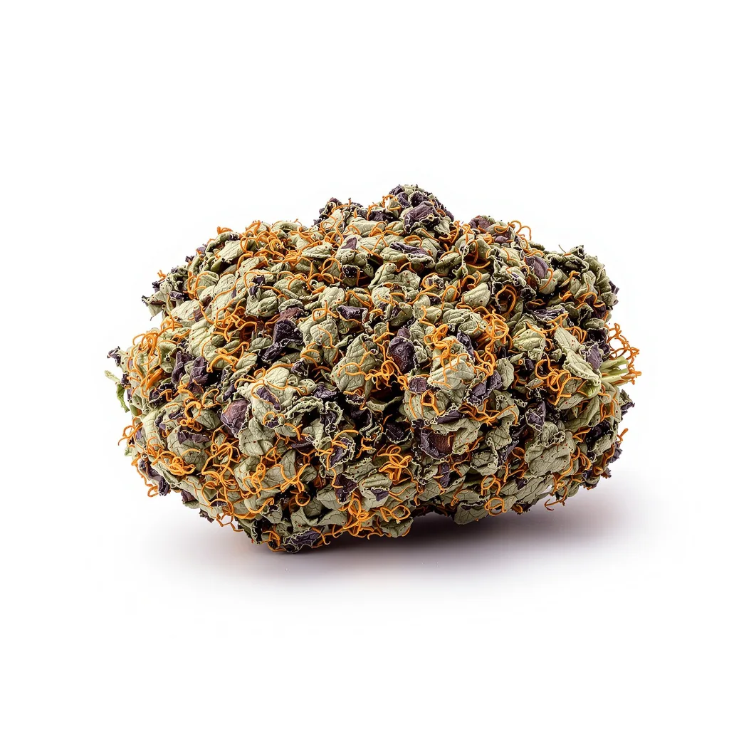 Legend OG 69% indica / 31% sativa — flor con tricomas visibles