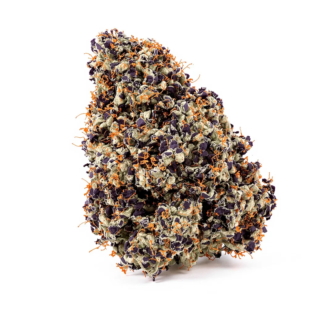 Lemon Daddy 68% indica / 32% sativa — flor con tricomas visibles