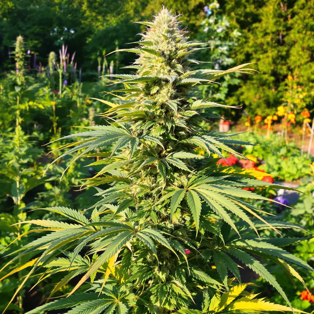 Lemon Drop 50% indica / 50% sativa — flor con tricomas visibles